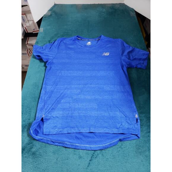 New Balance Athletic T Shirt Mens Size Large Blue Performance Running Race Day - Picture 1 of 8